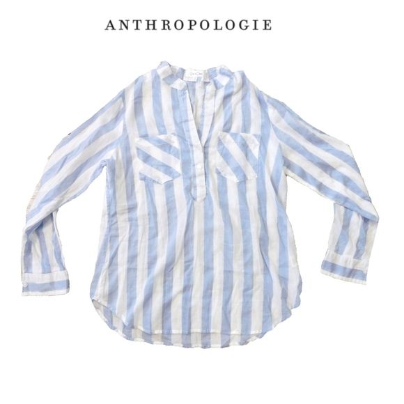 Anthropologie Tops - ANTHROPOLOGIE EDEN & OLIVIA BLUE & WHT STRIPE SHRT